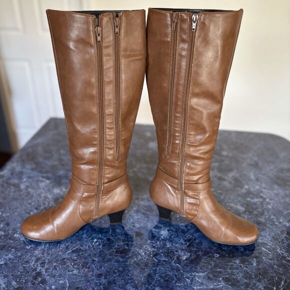 A2 by Aerosoles Boots, Womens 8.5M, Tall Lt Brown, Side Zip, Heels, NEW! - Picture 1 of 12